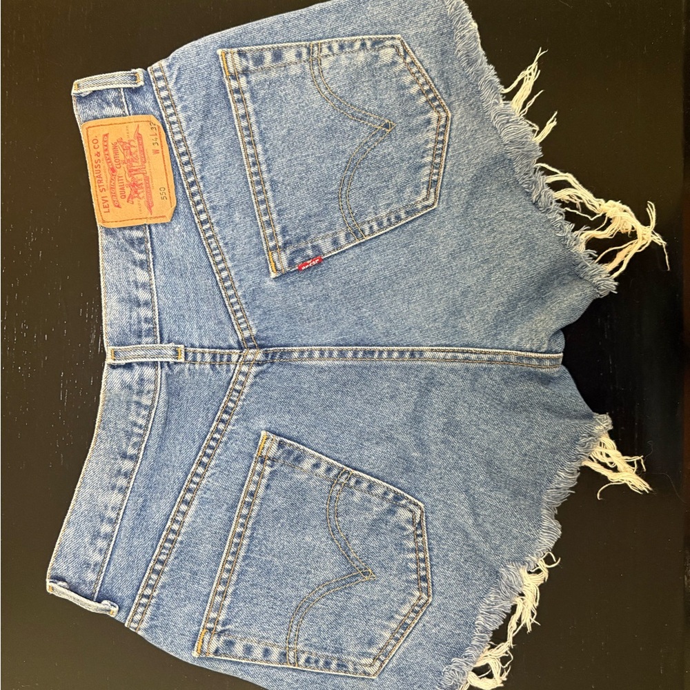 Levi's Women's Light Blue Frayed Denim Shorts